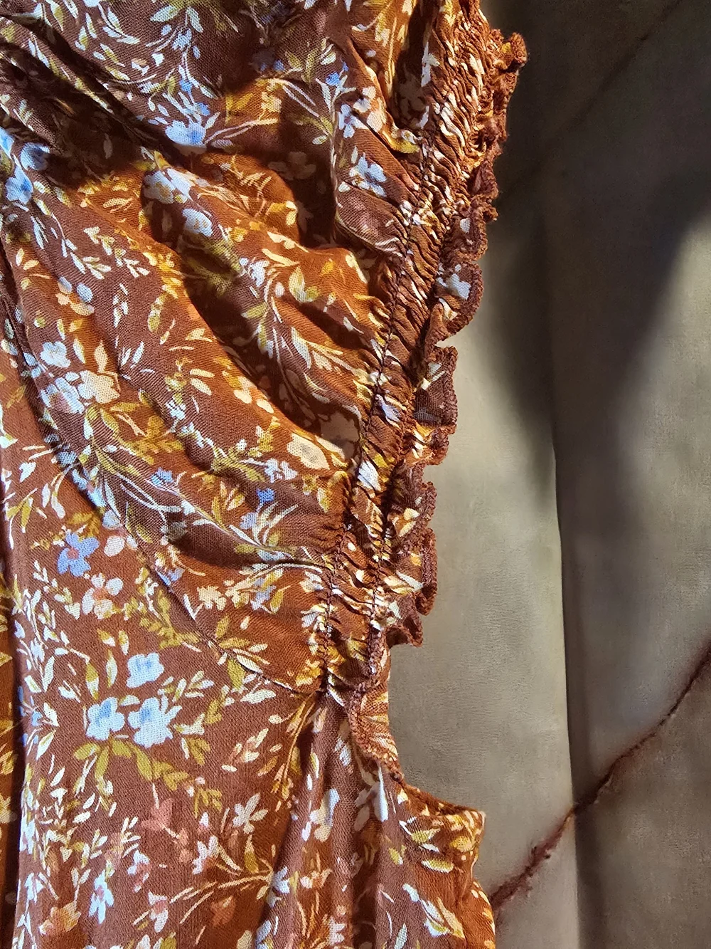 Old Navy Rust Floral Smocked Peplum Blouse
